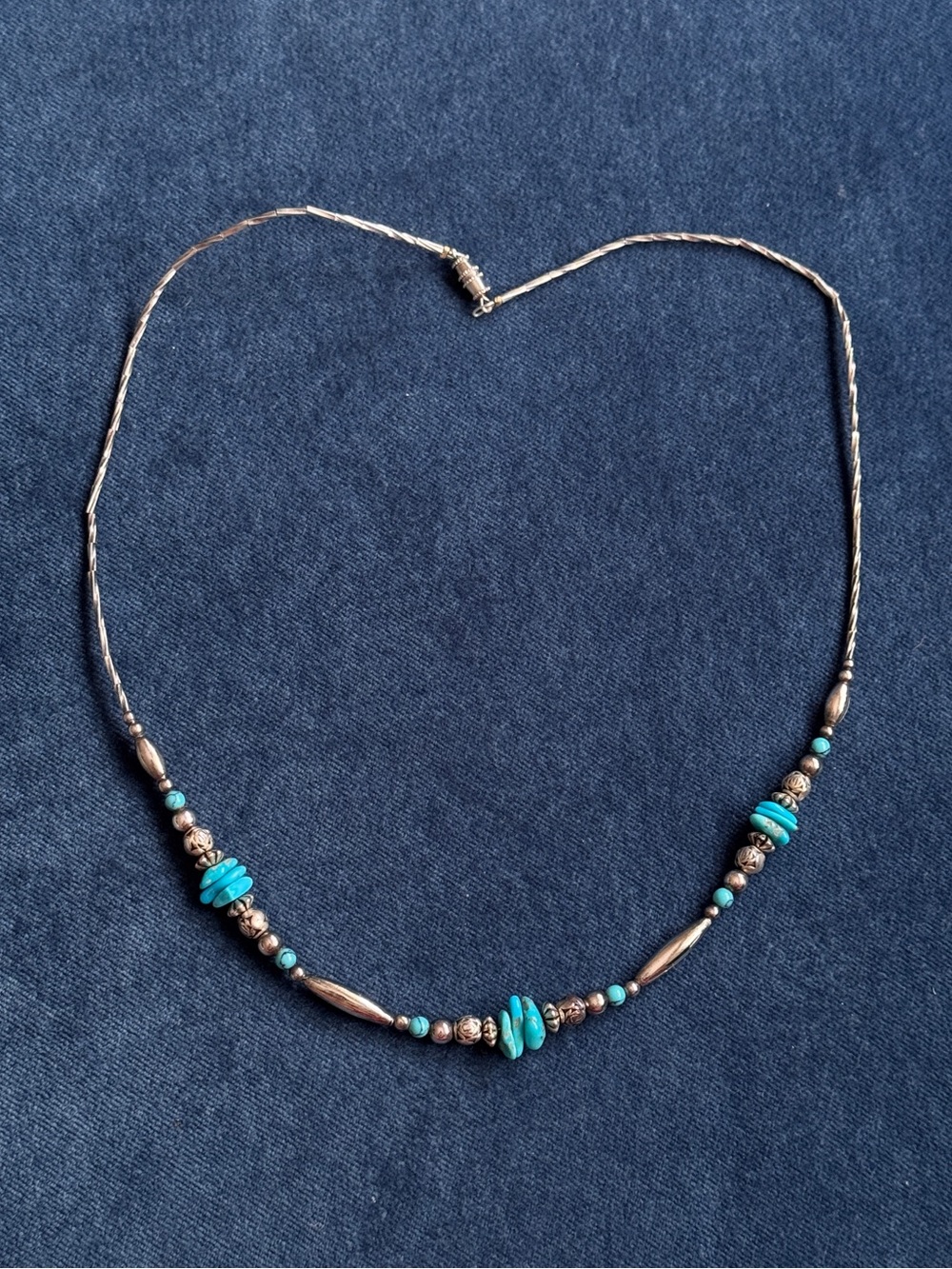 Vintage Beaded Sterling Silver
Turquoise Necklace